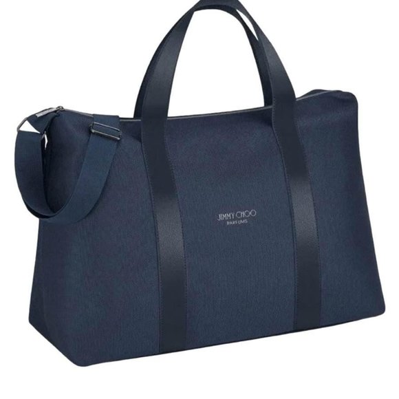 Jimmy Choo Handbags - Jimmy Choo Navy Blue Canvas and Leather Trim Weekend Travel Bag
